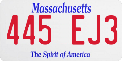 MA license plate 445EJ3