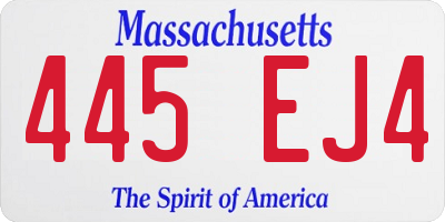 MA license plate 445EJ4