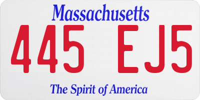 MA license plate 445EJ5