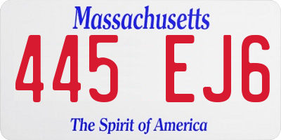 MA license plate 445EJ6