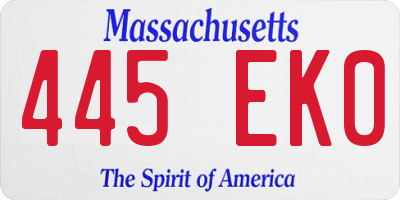 MA license plate 445EK0