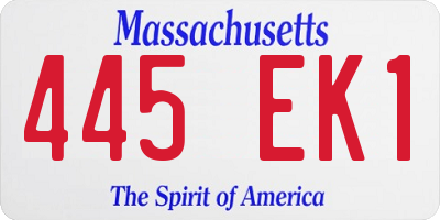 MA license plate 445EK1