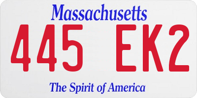 MA license plate 445EK2