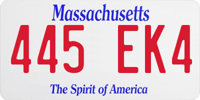 MA license plate 445EK4
