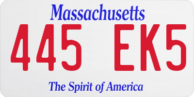 MA license plate 445EK5