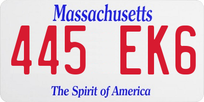 MA license plate 445EK6