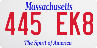 MA license plate 445EK8