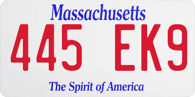 MA license plate 445EK9
