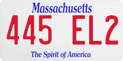 MA license plate 445EL2