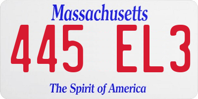 MA license plate 445EL3
