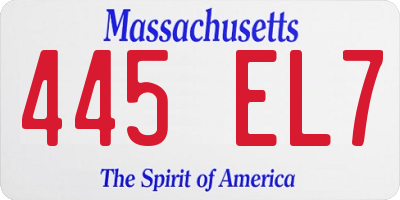 MA license plate 445EL7