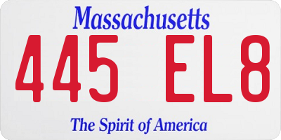 MA license plate 445EL8