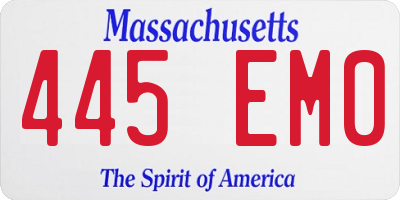MA license plate 445EM0
