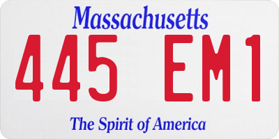 MA license plate 445EM1