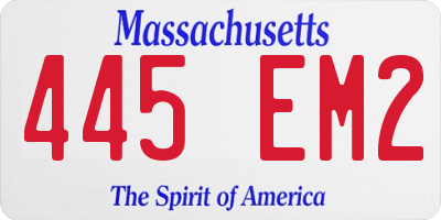 MA license plate 445EM2