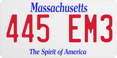 MA license plate 445EM3