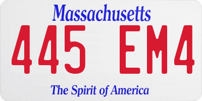 MA license plate 445EM4
