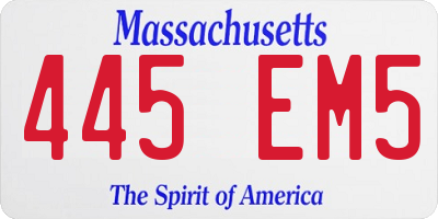 MA license plate 445EM5