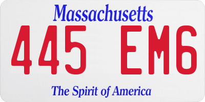 MA license plate 445EM6