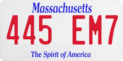 MA license plate 445EM7
