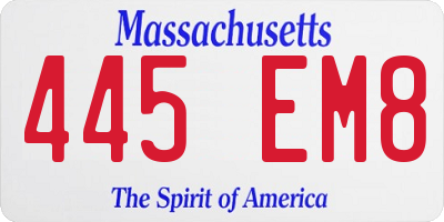 MA license plate 445EM8