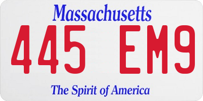 MA license plate 445EM9
