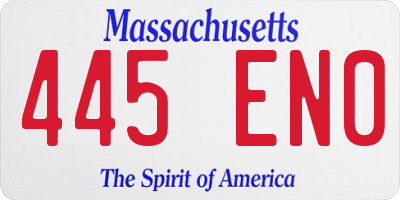 MA license plate 445EN0