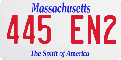 MA license plate 445EN2
