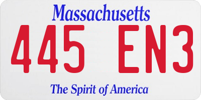 MA license plate 445EN3