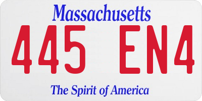 MA license plate 445EN4