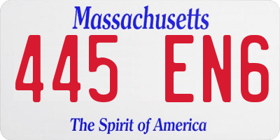 MA license plate 445EN6
