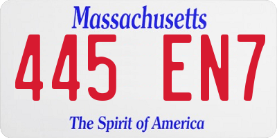 MA license plate 445EN7