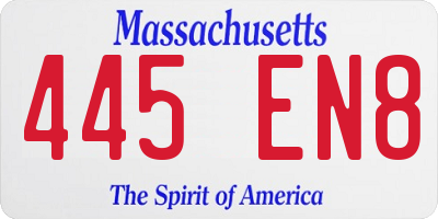 MA license plate 445EN8