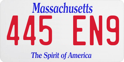MA license plate 445EN9