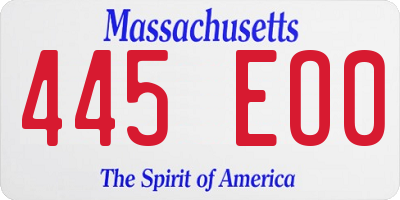 MA license plate 445EO0
