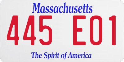 MA license plate 445EO1