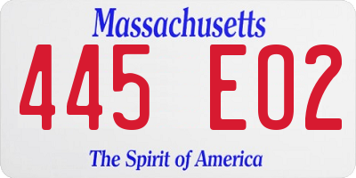 MA license plate 445EO2