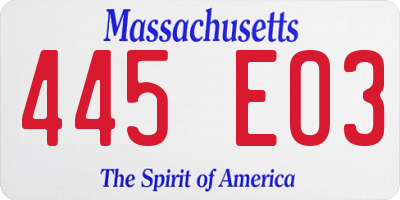 MA license plate 445EO3
