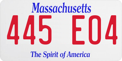MA license plate 445EO4