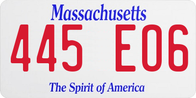 MA license plate 445EO6