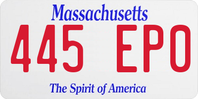 MA license plate 445EP0