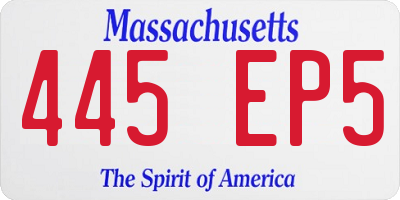 MA license plate 445EP5