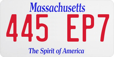 MA license plate 445EP7