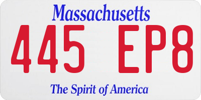 MA license plate 445EP8