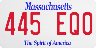MA license plate 445EQ0