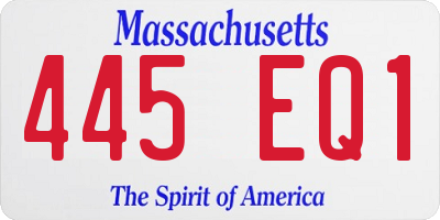 MA license plate 445EQ1