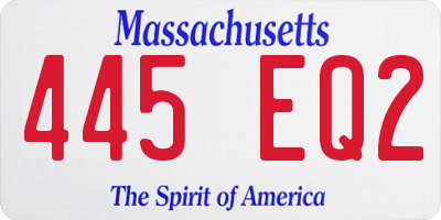 MA license plate 445EQ2