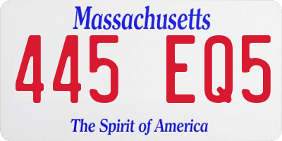 MA license plate 445EQ5