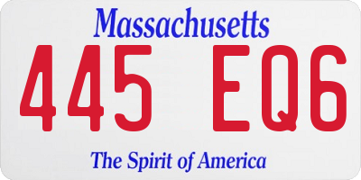 MA license plate 445EQ6