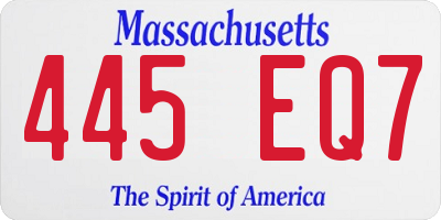 MA license plate 445EQ7